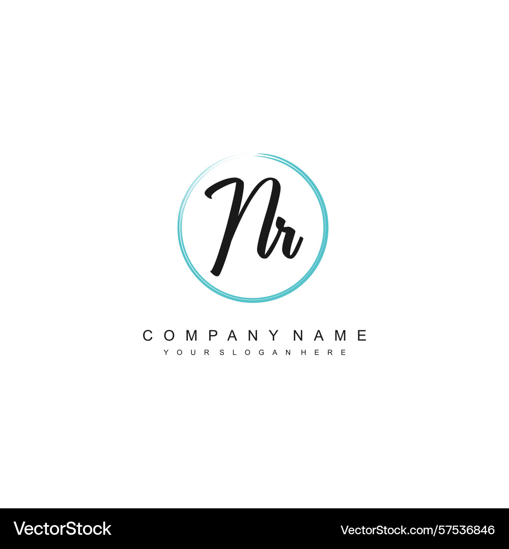 Minimal signature logo design with nr initials Vector Image