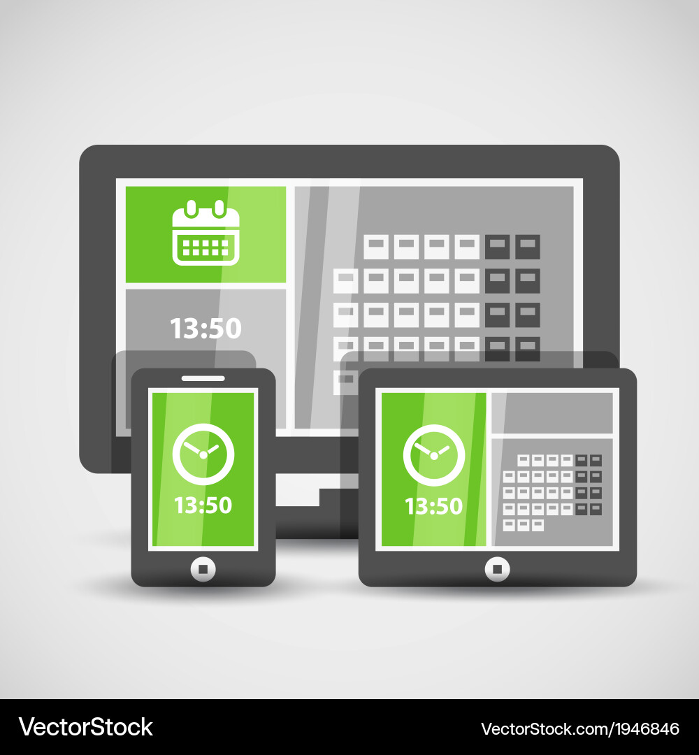 Modern gadgets with abstract tile interface vector image