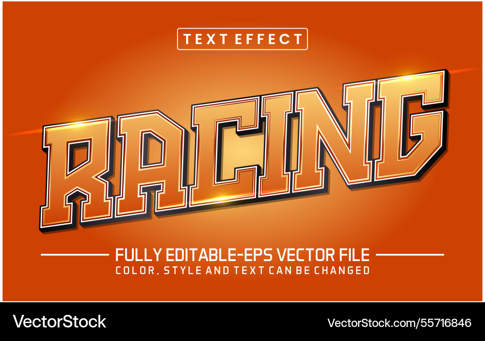 Racing font text effect editable Racing font text effect editable vector image