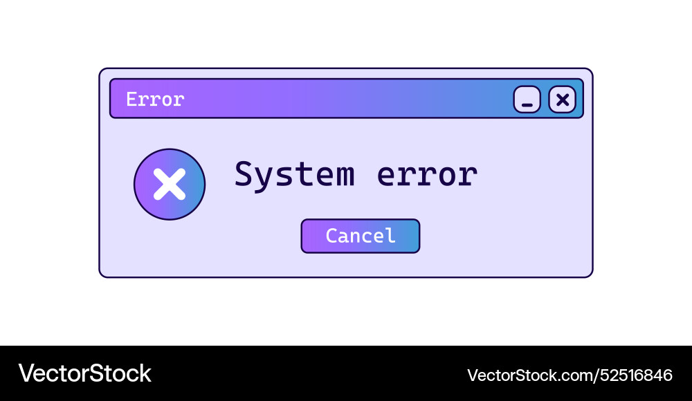 Retro system error message with gradient old vector image