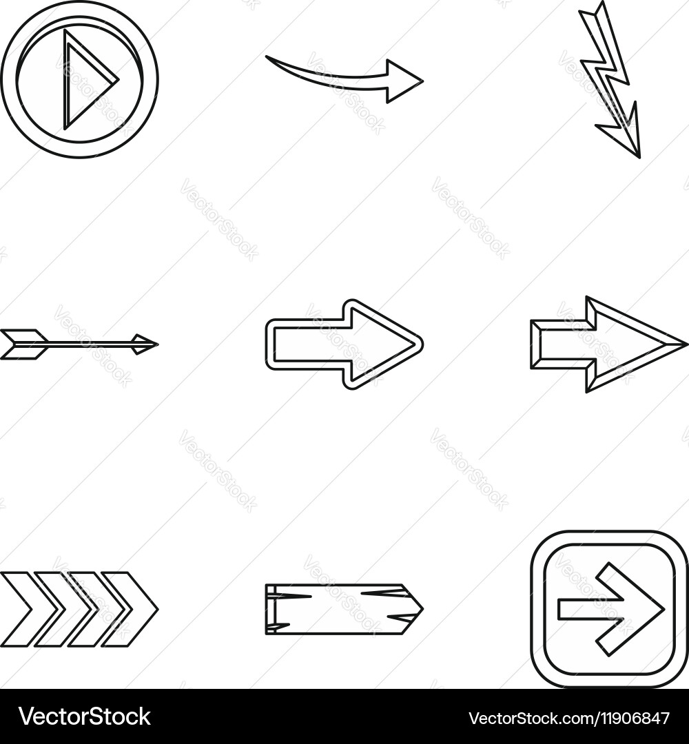 Cursor icons set outline style Vector Image