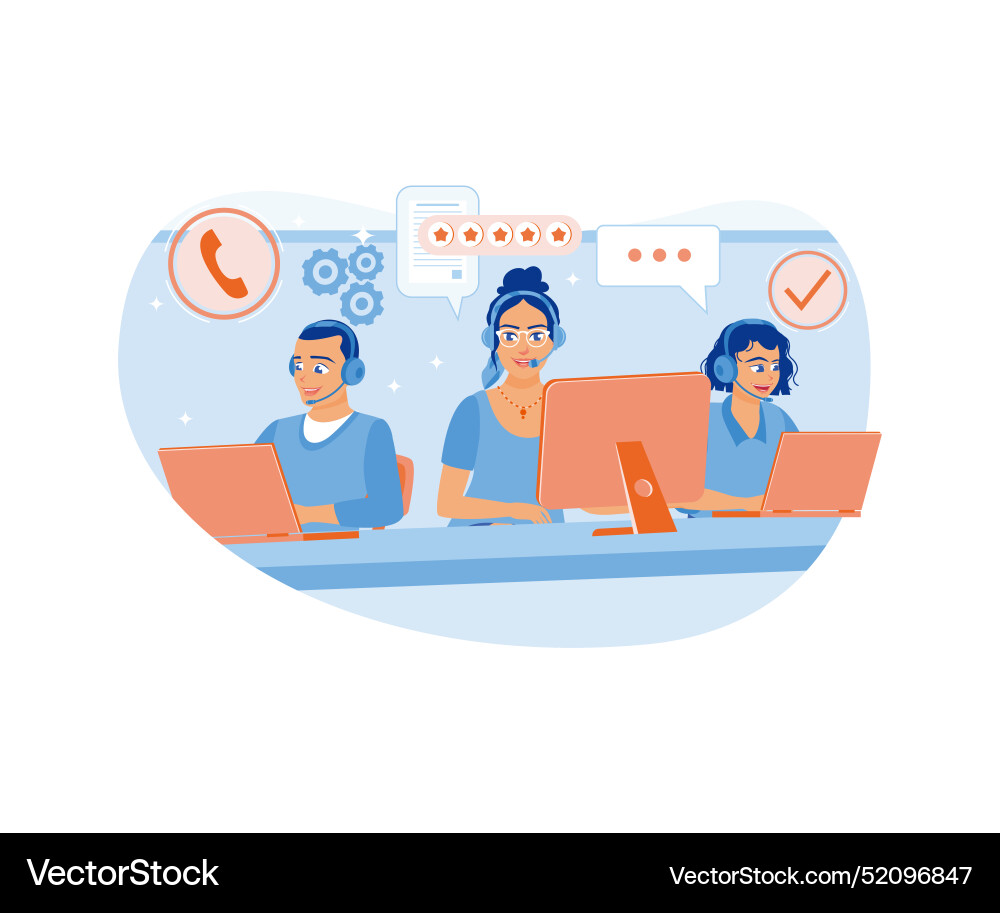 Hotline operators work in call center offices Vector Image