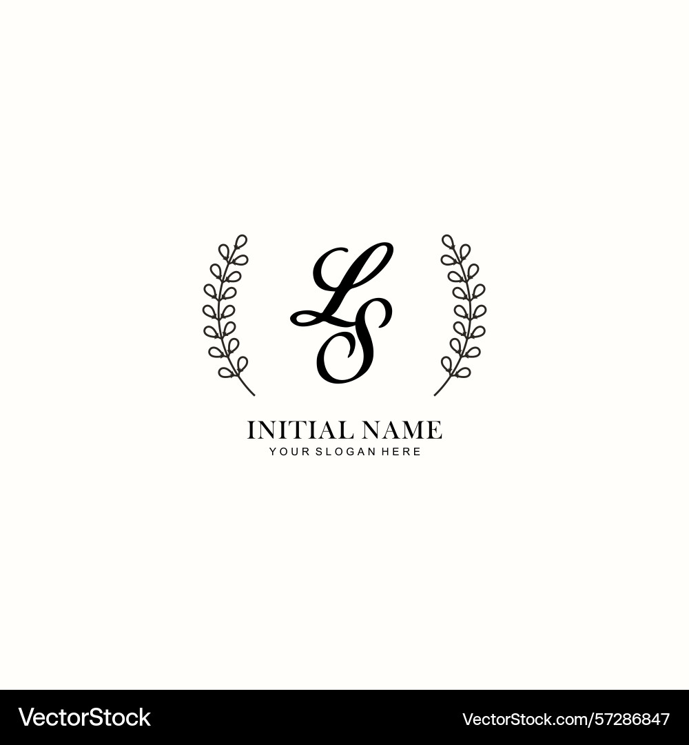 Ls initial logo templates with botanical elements Vector Image