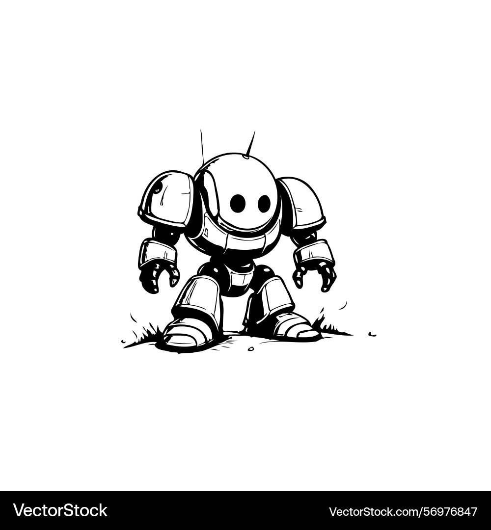 Stylized mechanical figure displaying advanced Stylized mechanical figure displaying advanced Vector Image