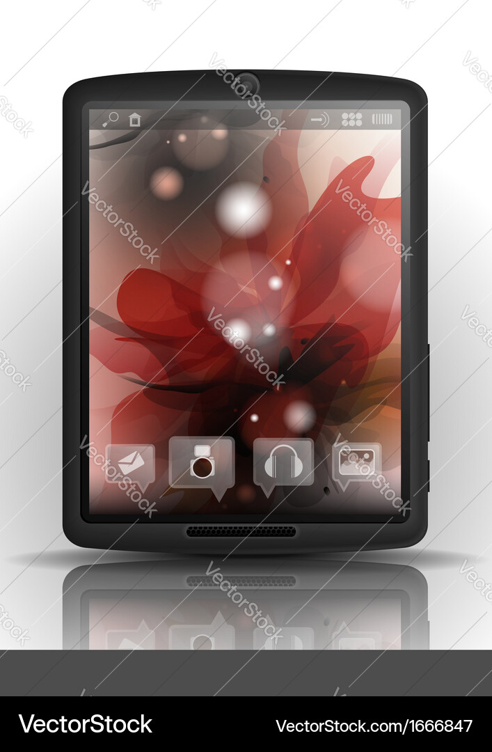 Tablet computer with flower background Vector Image