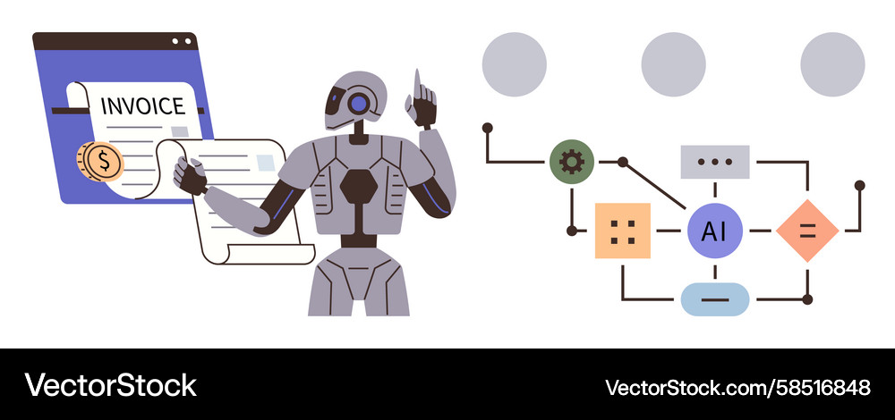AI Invoice Analysis & Automation Vector Image