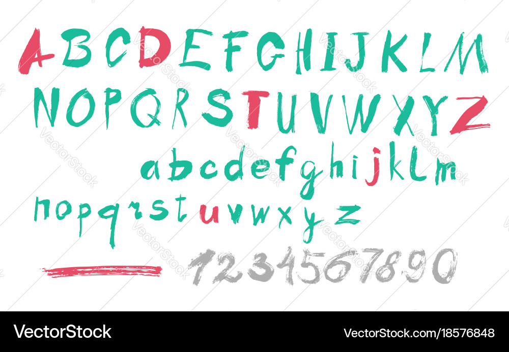 Alphabet letters lowercase uppercase and numbers Vector Image