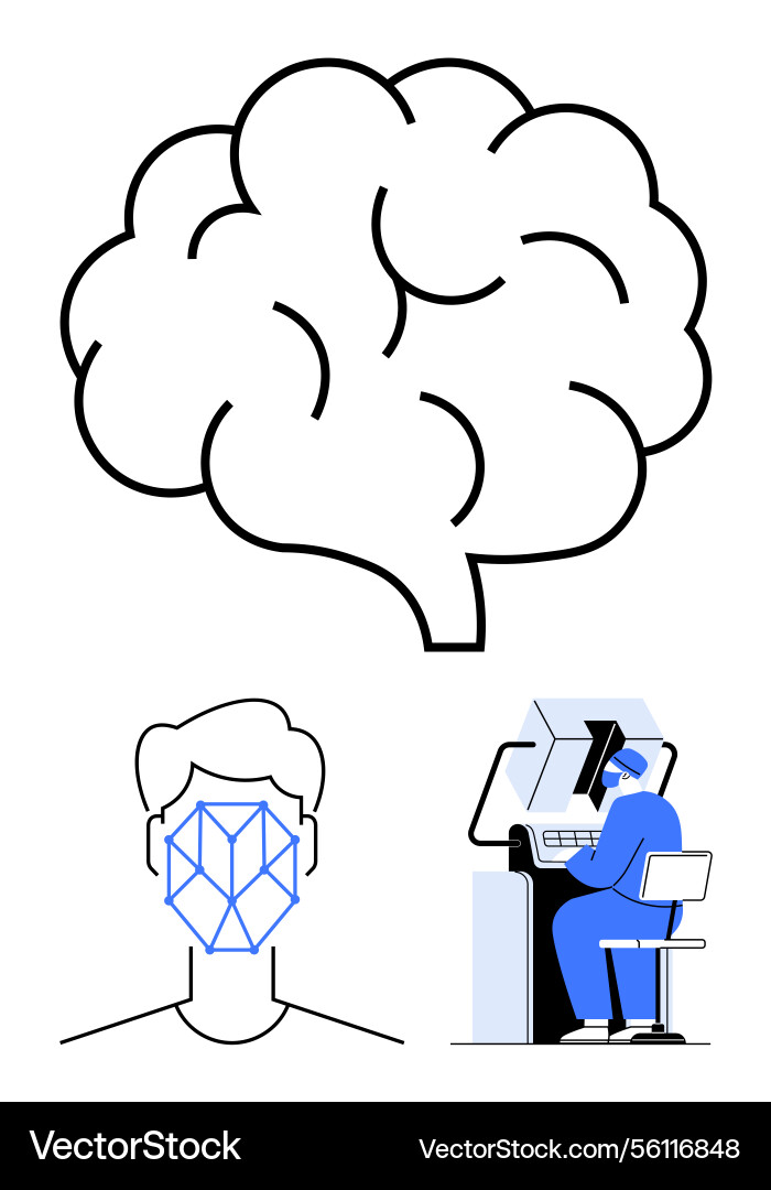 Artificial intelligence concepts highlighting Vector Image