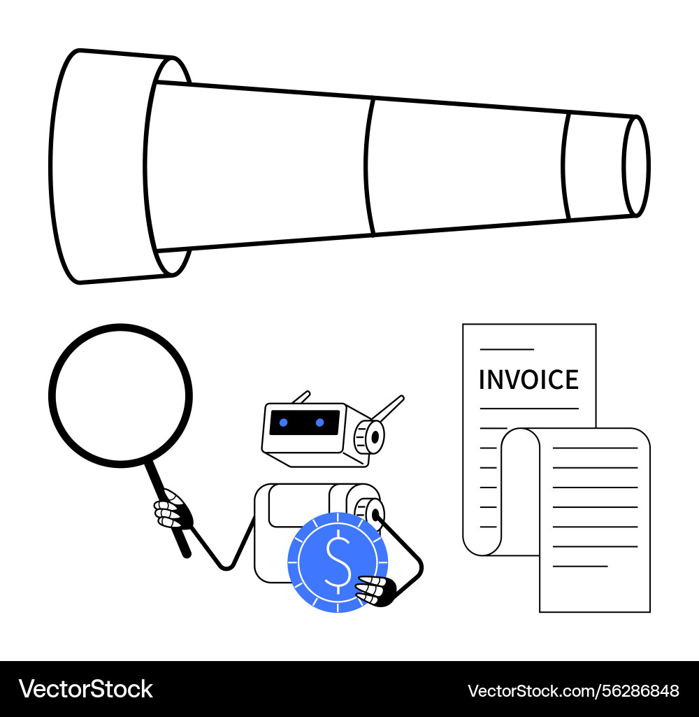 Automated financial analysis using ai robot Vector Image
