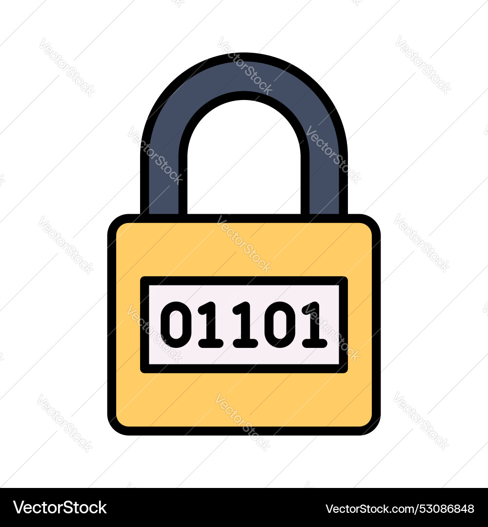 Binary code on padlock modern of digital security vector image