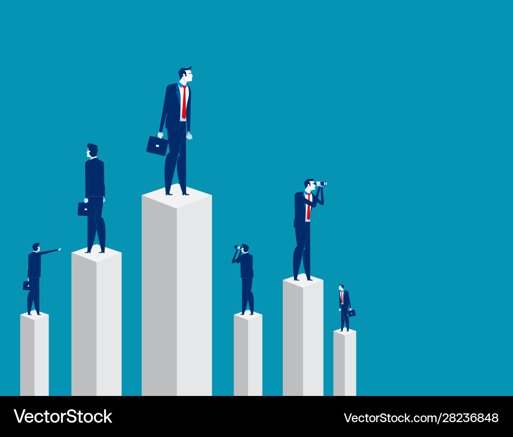 Business team and partner standing on charts Business team and partner standing on charts vector image