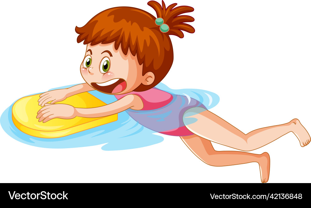 Cartoon Mädchen Praxis Schwimmen Cartoon Mädchen Praxis Schwimmen vektorbild