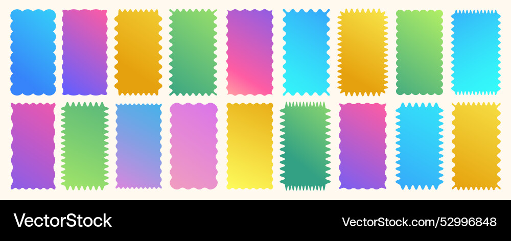 Cloudy wave curve edge borders set gradient Cloudy wave curve edge borders set gradient vector image
