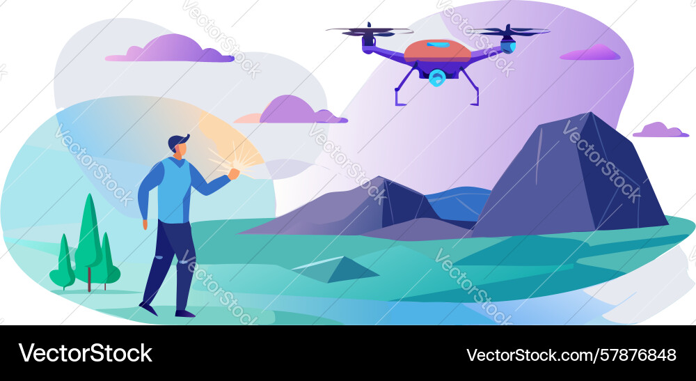 Drone surveillance security design generative ai Vector Image