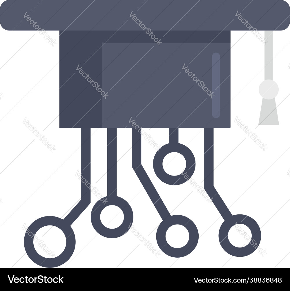 Graduated machine learning hat icon flat isolated Graduated machine learning hat icon flat isolated vector image