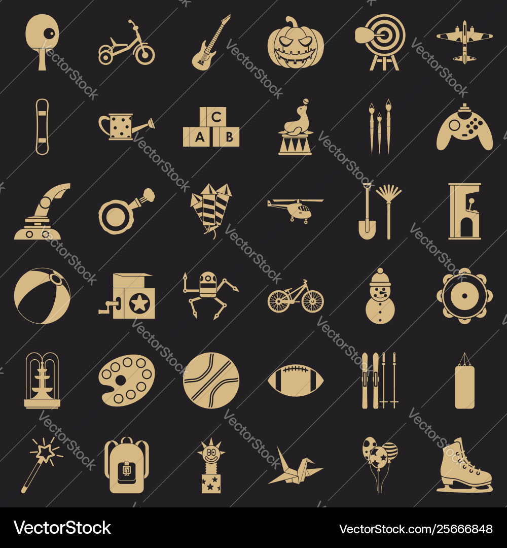 Kid game icons set simple style Vector Image