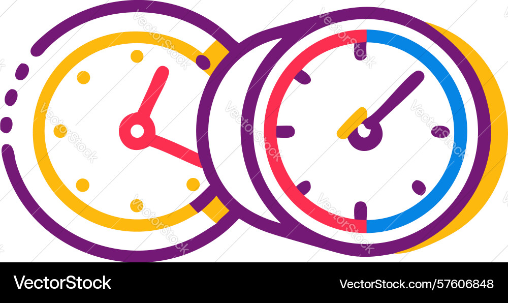 Multiple timepieces for synchronized operations vector image