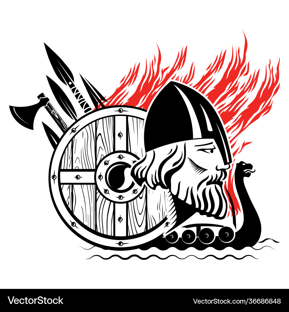 Old scandinavian design norse warrior berserker Old scandinavian design norse warrior berserker Vector Image