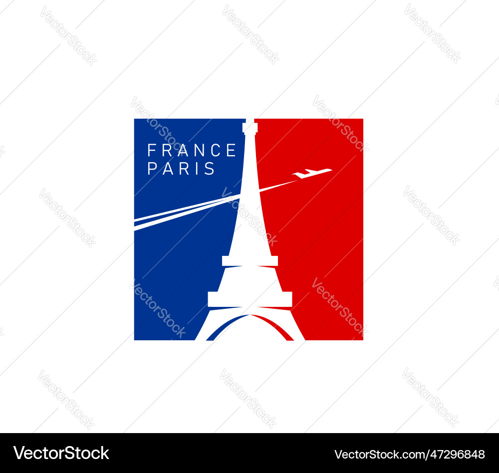 Paris eiffel tower on france flag french travel Paris eiffel tower on france flag french travel vector image