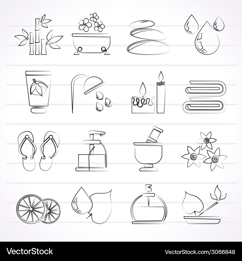 Spa and relax objects icons Vector Image