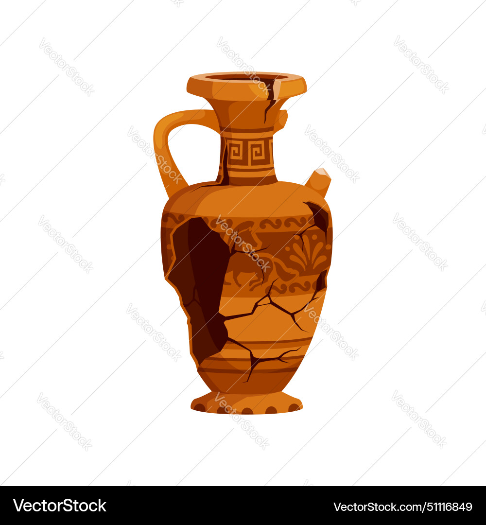 Ancient broken pottery and vase old clay urn vector image