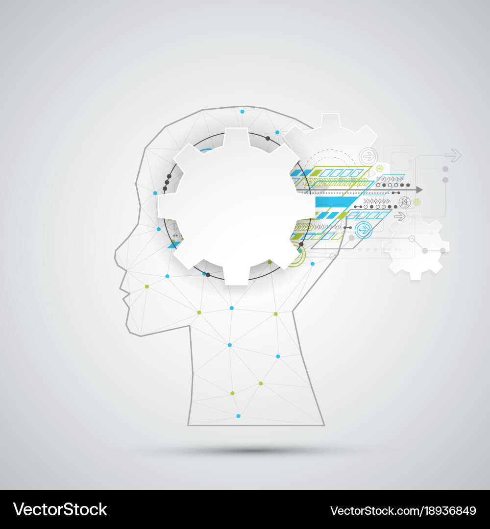 Creative brain concept background with triangular Vector Image