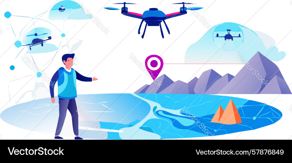 Drone mapping navigation design generative ai Vector Image