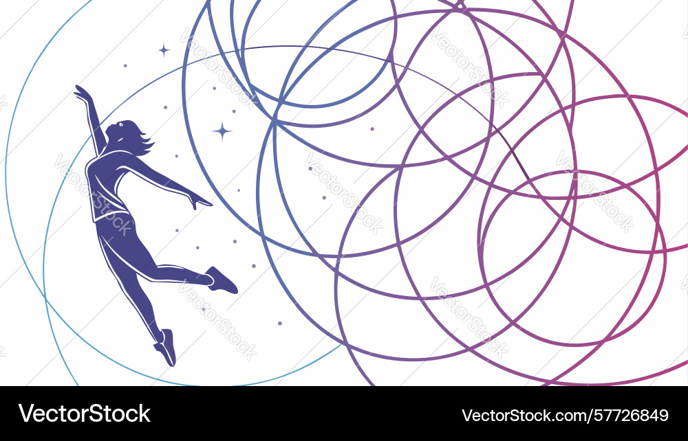 Energetic dancer with exploding swirling lines Vector Image