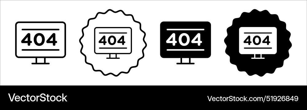 Error 404 page icon symbol set collection Vector Image
