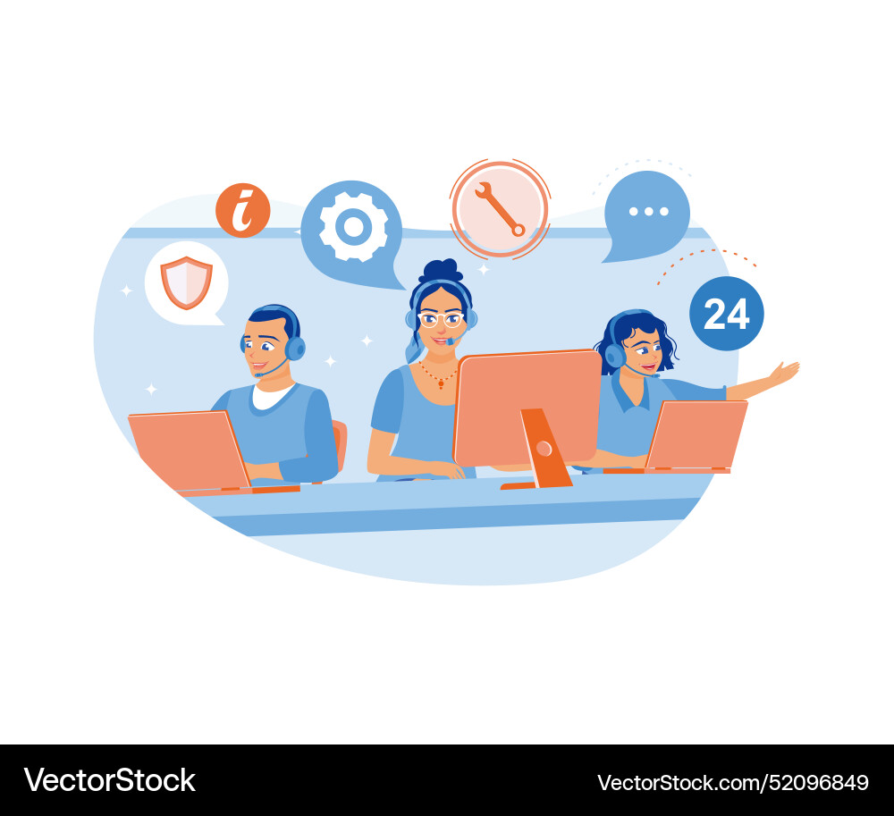 Hotline operators communicate with clients Vector Image