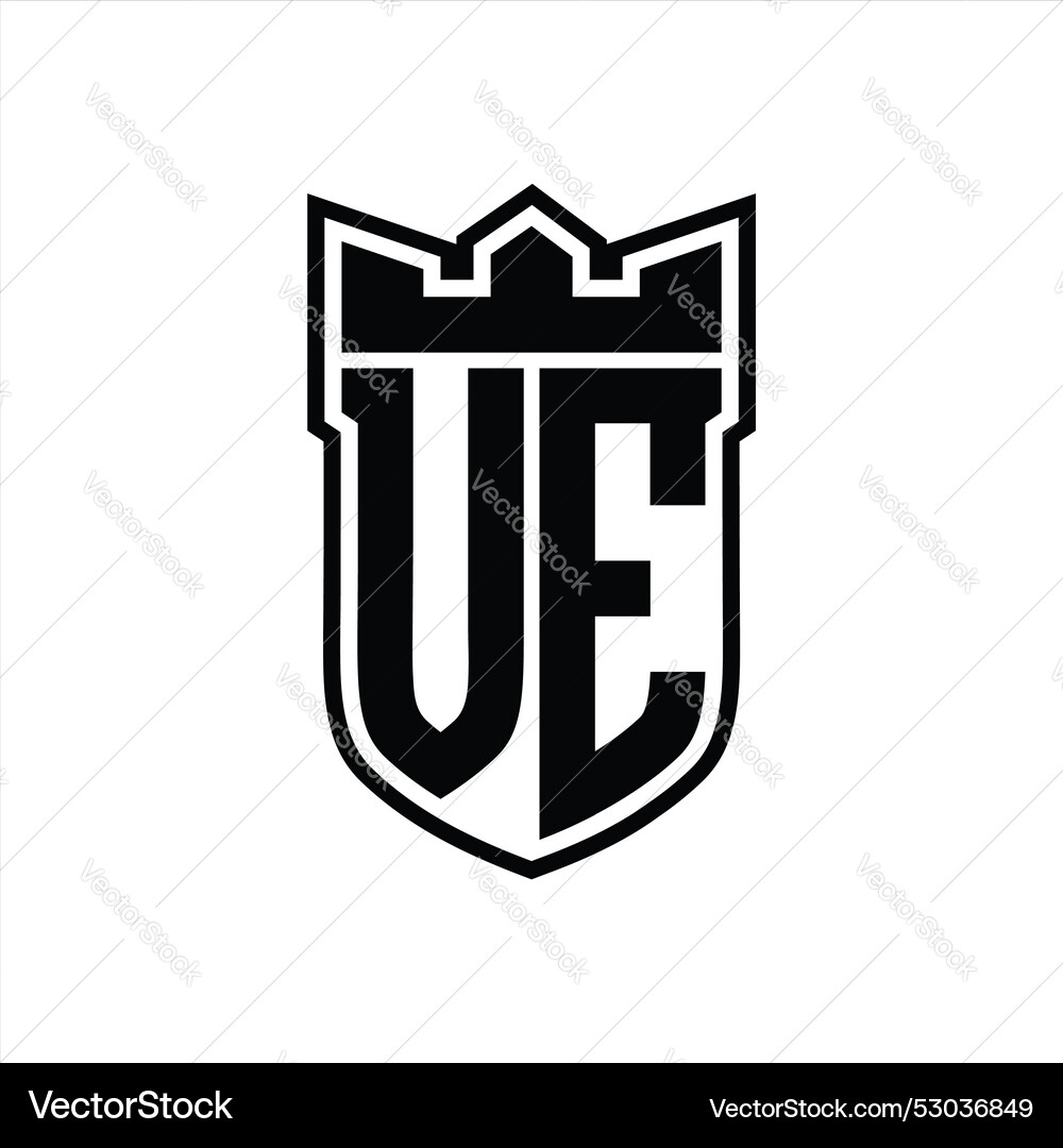 Logo shield shape with geometric crown inside Vector Image