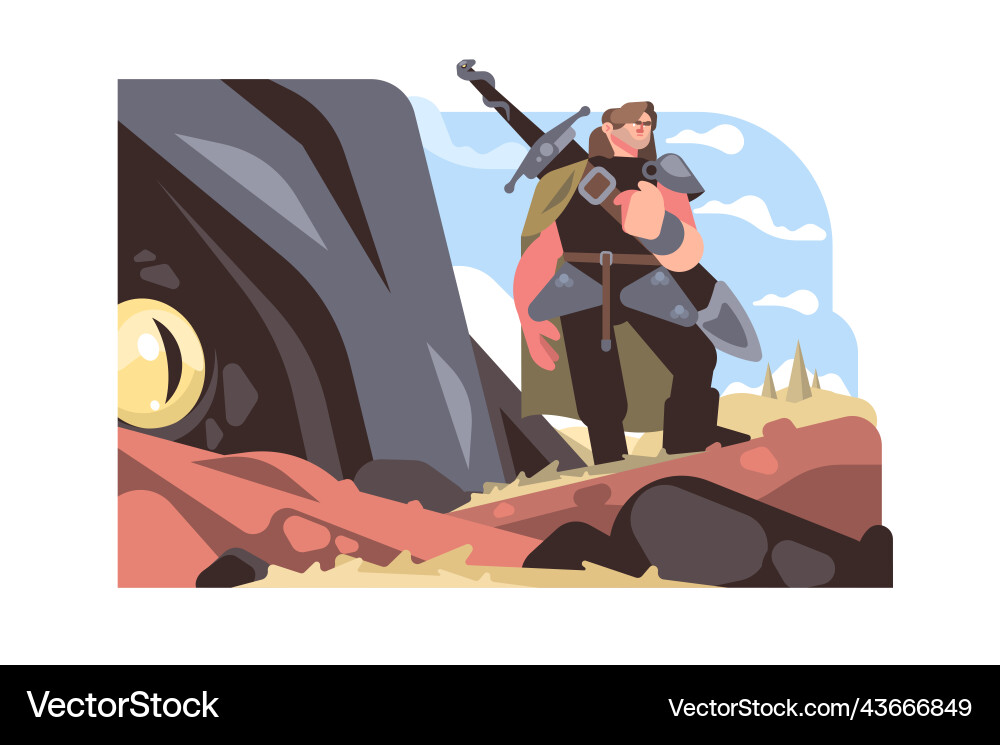 Man warrior with sharp sword weapon Man warrior with sharp sword weapon vector image