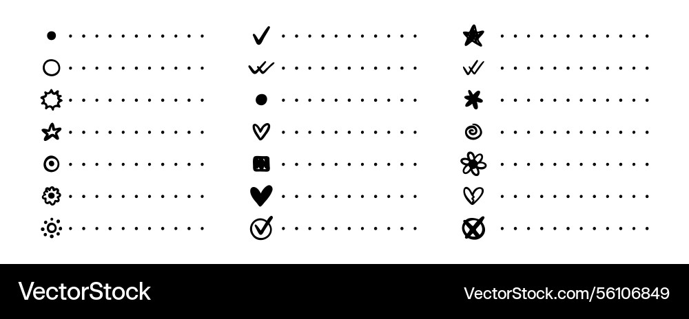 Notebook point checklist set various bullet Notebook point checklist set various bullet vector image