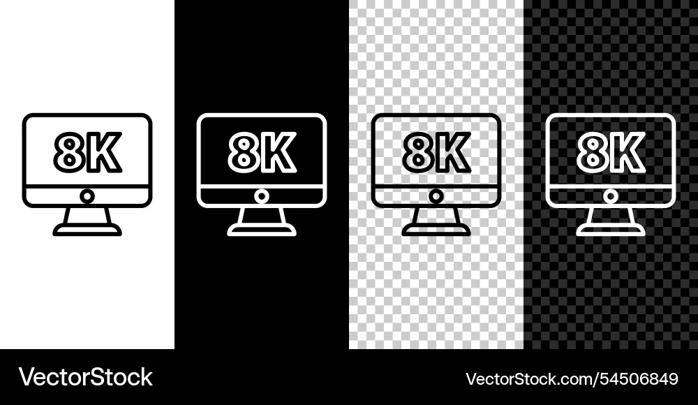 Set line computer pc monitor display with 8k vector image