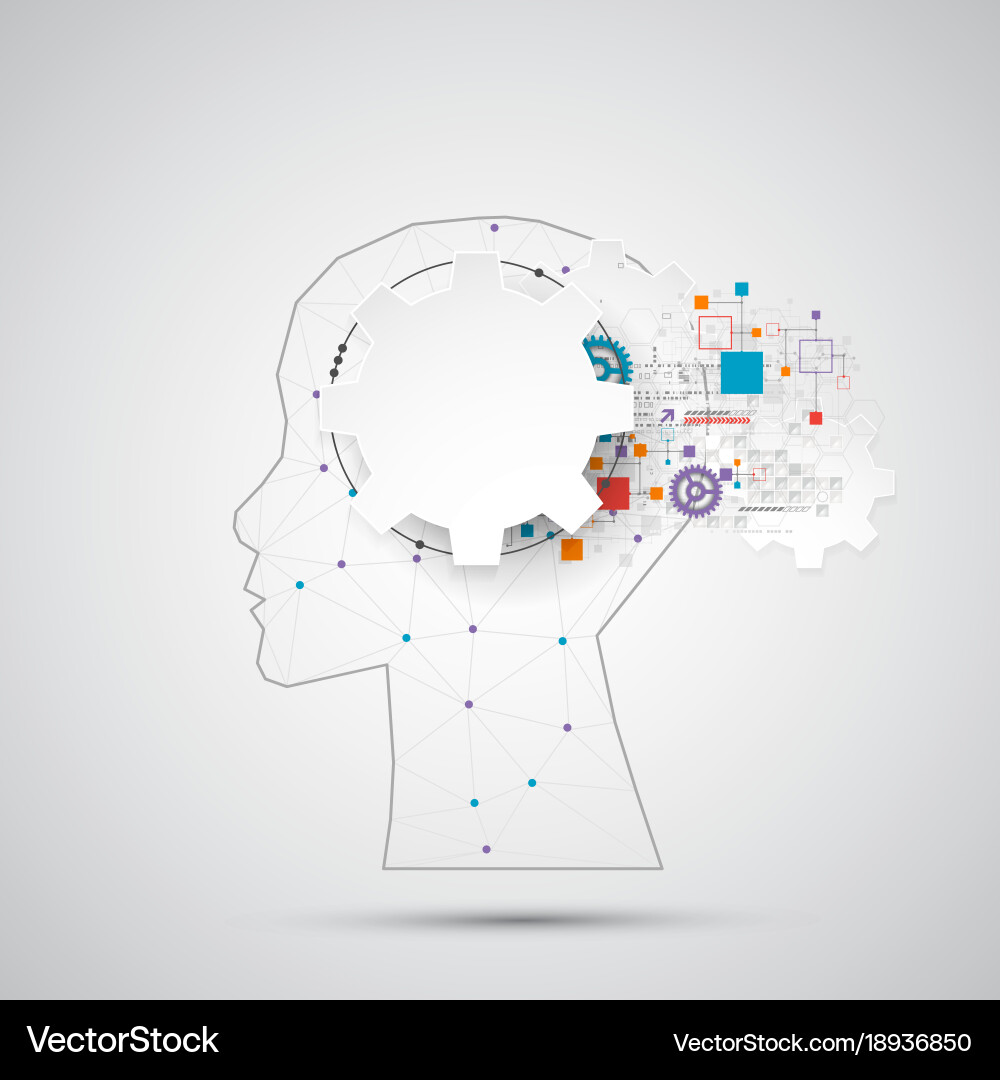Creative brain concept background with triangular vector image