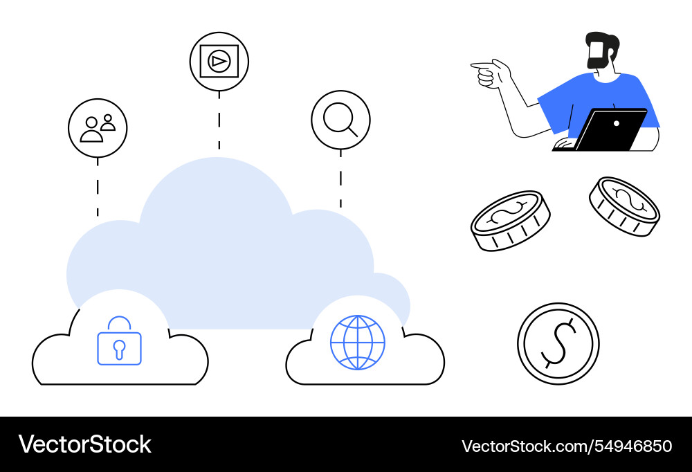 Exploring cloud technology benefits with security Vector Image