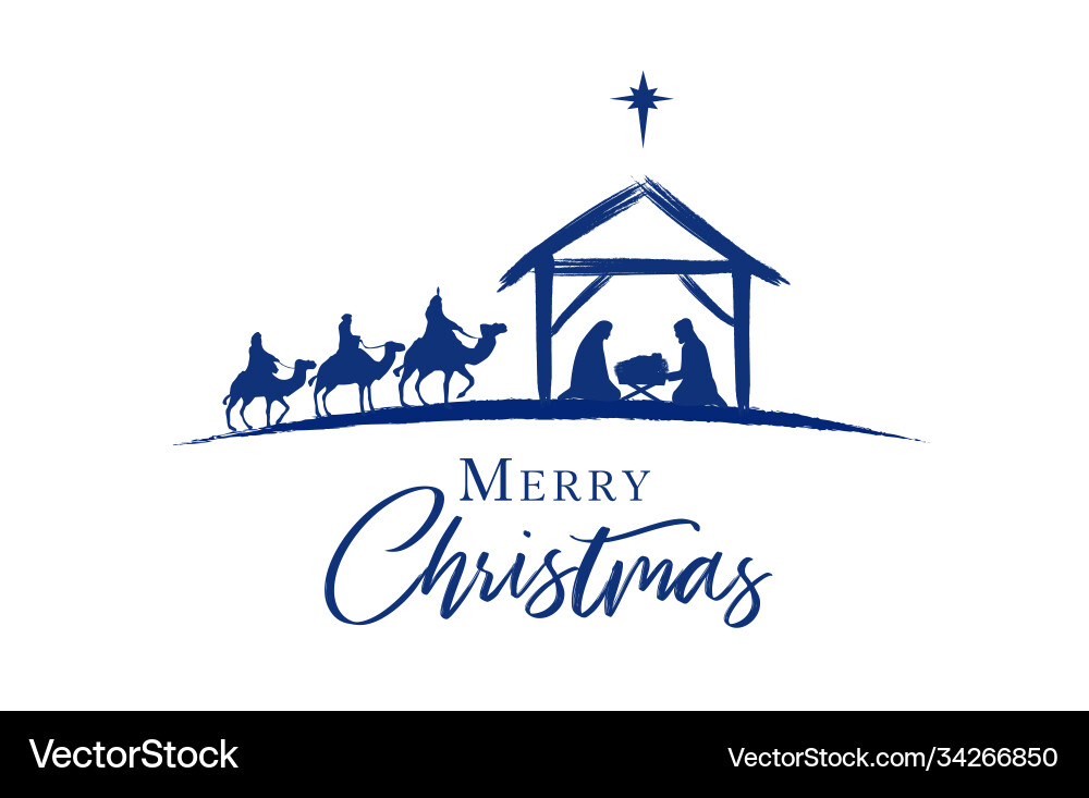 Nativity Scene with Wise Men vector image