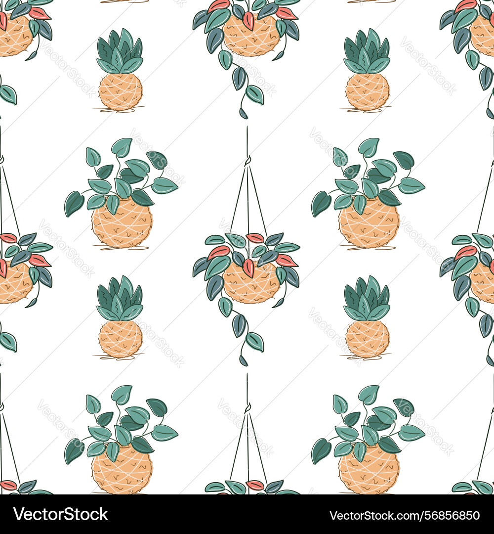 Seamless pattern with minimalist botanical of diy Seamless pattern with minimalist botanical of diy vector image
