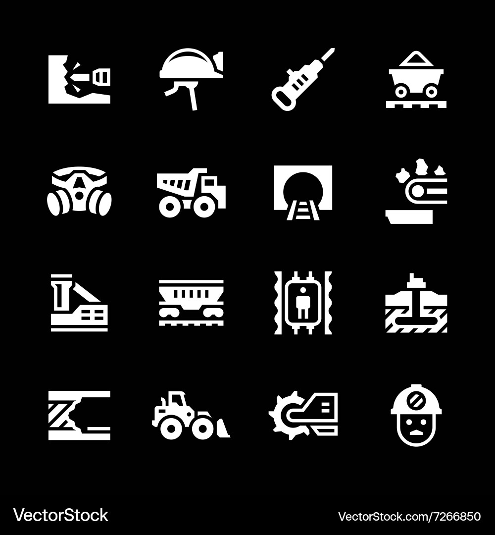 Set icons of mining vector image