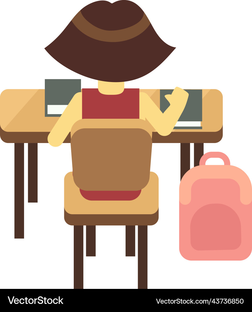 Student Mädchen sitzen an der Schule Schreibtisch studieren Kind Student Mädchen sitzen an der Schule Schreibtisch studieren Kind vektorbild