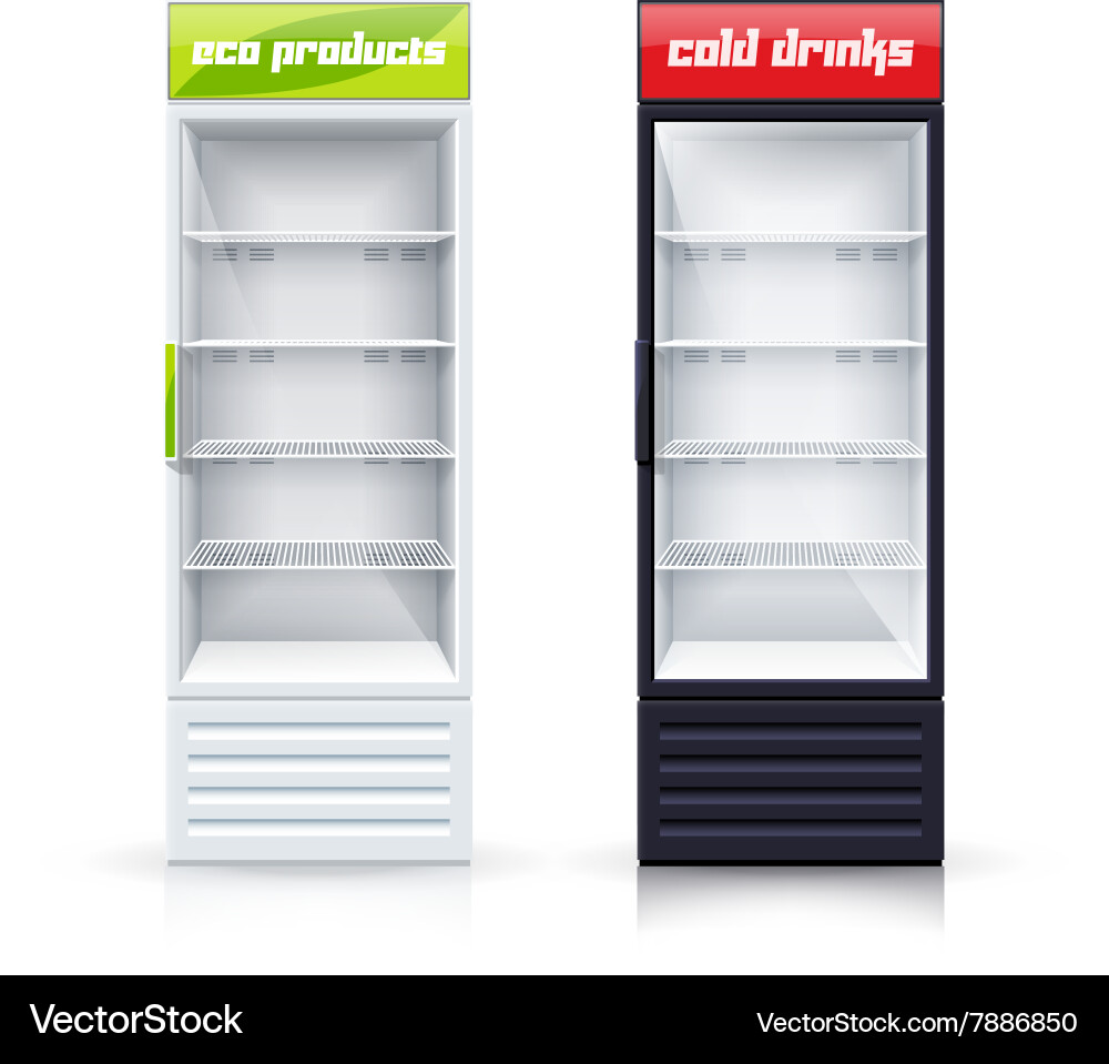 Two empty fridges realistic vector image