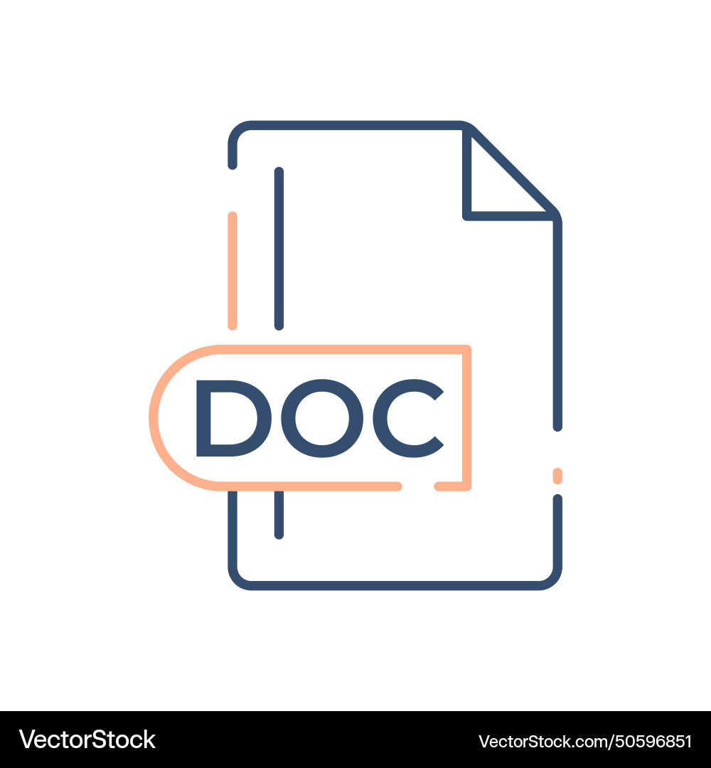 Doc file format icon extension line vector image