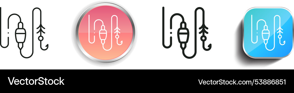 Fishing rod icon thin linear regular and button Fishing rod icon thin linear regular and button vector image
