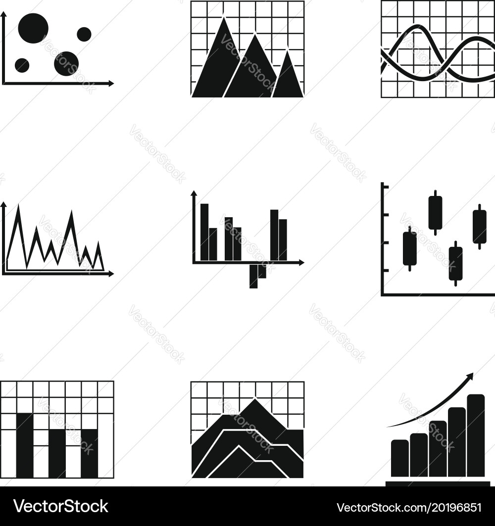 Graph icons set simple style vector image