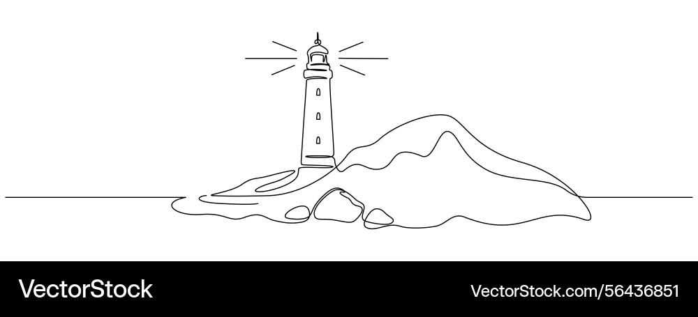 Lighthouse tower in one continuous line drawing Lighthouse tower in one continuous line drawing vector image