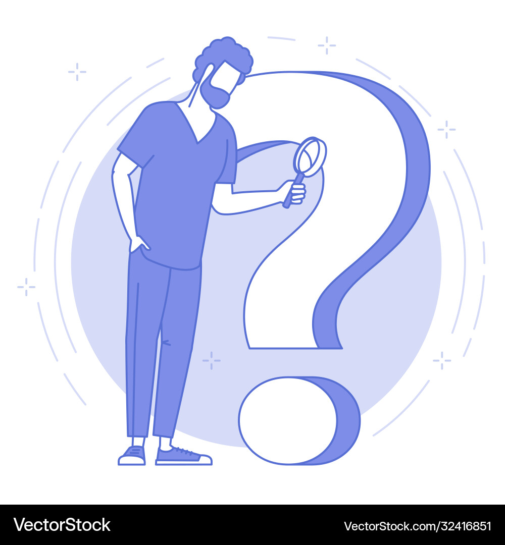 Man with Magnifier and Question Mark Icon Vector Image