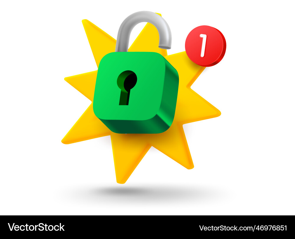 Opened padlock with explosion effect 3d mobile vector image