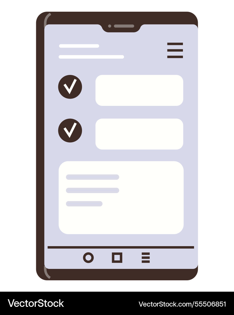 Smartphone interface with task checklist Smartphone interface with task checklist vector image