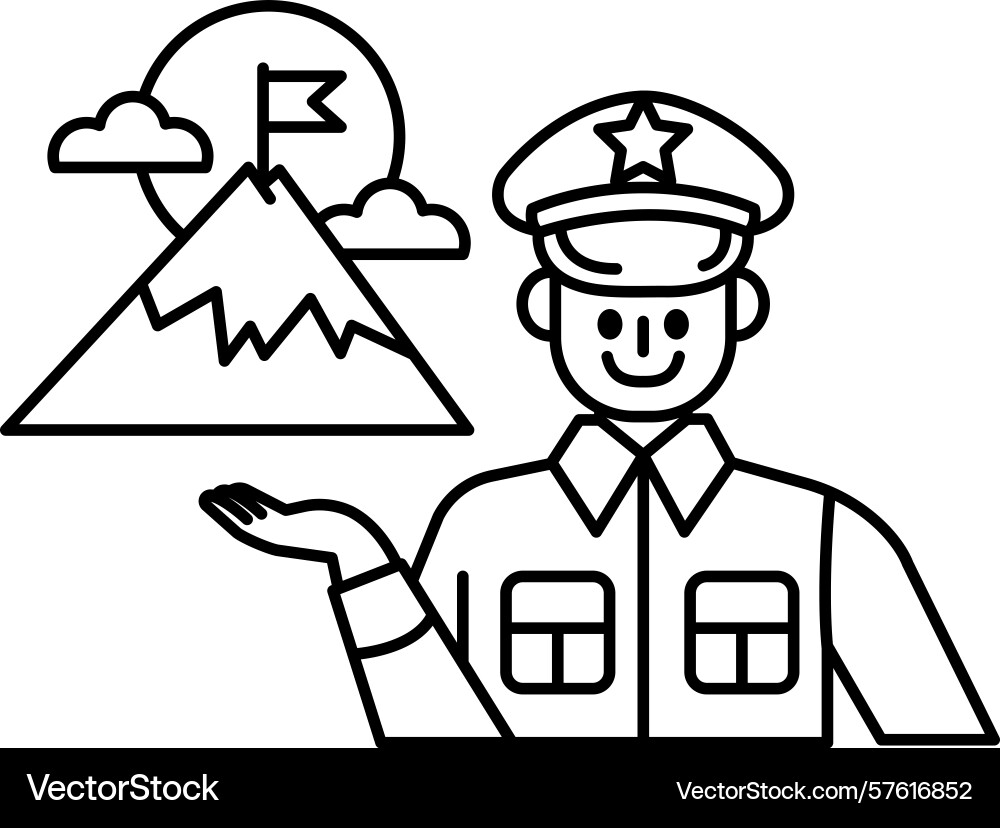 A man in uniform is holding flag and pointing Vector Image