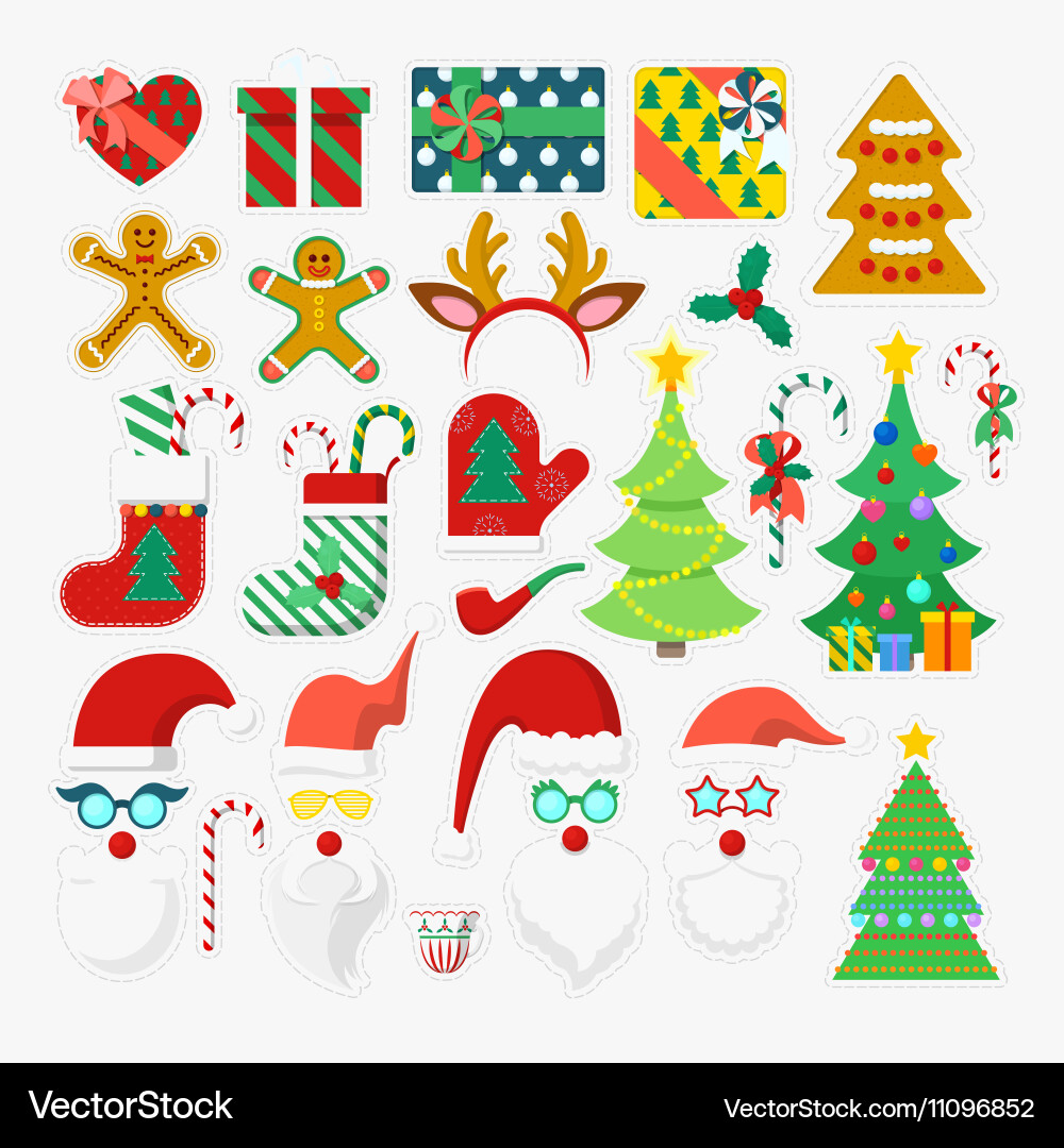 Christmas Photo Booth Props vector image